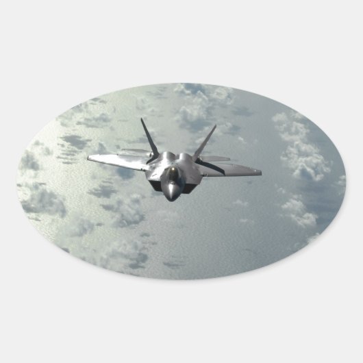 Jet vecht over Zeeen Ovale Sticker (Voorkant)
