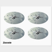 Jet vecht over Zeeen Ovale Sticker (Vel)