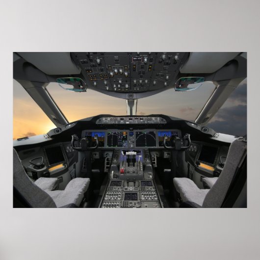 Jet vliegtuig cockpit poster (Voorkant)