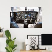 Jet vliegtuig cockpit poster (Thuiskantoor)