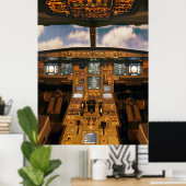Jet Vliegtuig Cockpit Poster (Thuiskantoor)