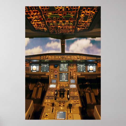 Jet Vliegtuig Cockpit Poster (Voorkant)