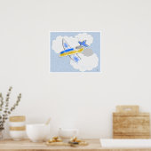 Jet-vliegtuig in de wolken poster (Keuken)