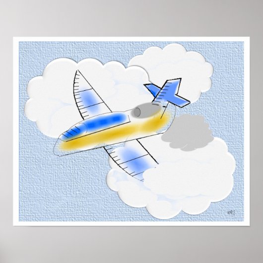 Jet-vliegtuig in de wolken poster (Voorkant)