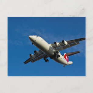 Jet vliegtuig landing briefkaart