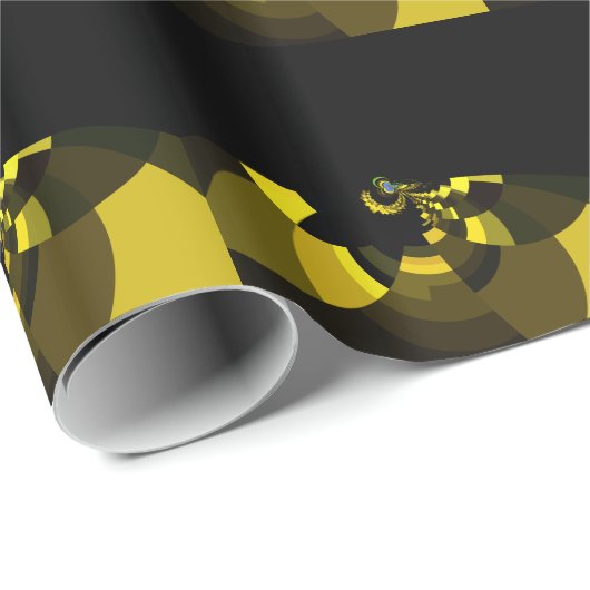 Jet Zwart en Goud Vector Art Print Grafisch Ontwer Cadeaupapier (Rol Hoek)