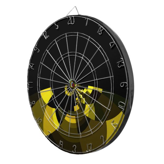 Jet Zwart en Goud Vector Art Print Grafisch Ontwer Dartbord (Voorkant Rechts)