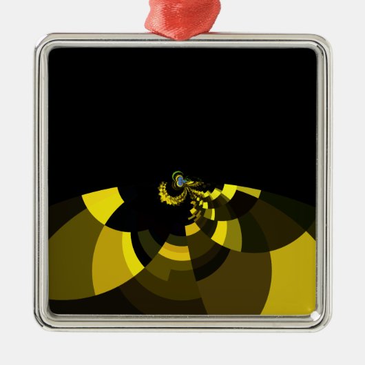 Jet Zwart en Goud Vector Art Print Grafisch Ontwer Metalen Ornament (Voorkant)