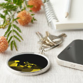 Jet Zwart en Goud Vector Art Print Grafisch Ontwer Sleutelhanger (Zijkant)