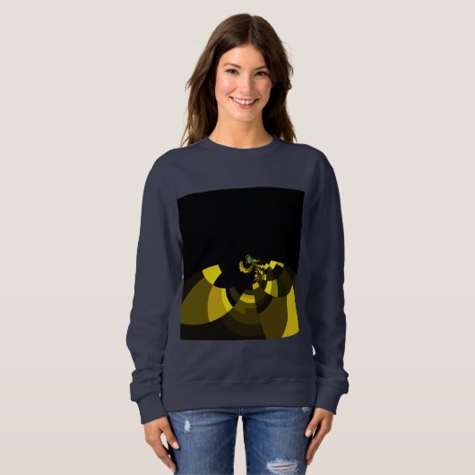 Jet Zwart en Goud Vector Art Print Grafisch Ontwer Trui (Voorkant volledig)