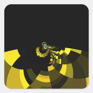 Jet Zwart en Goud Vector Art Print Grafisch Ontwer Vierkante Sticker