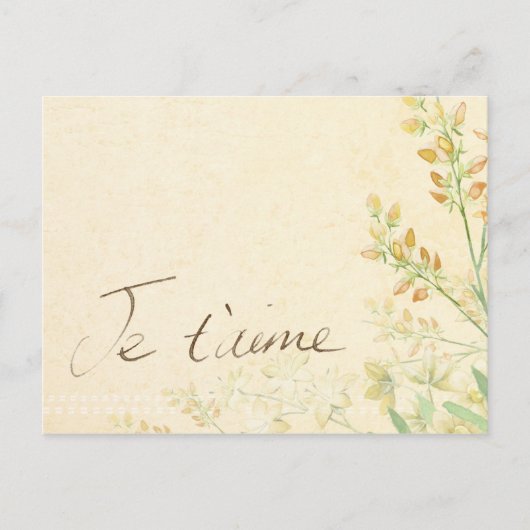 'Jet'aime' - Franse Vintage Victoriaans Bloemen Briefkaart (Voorkant)