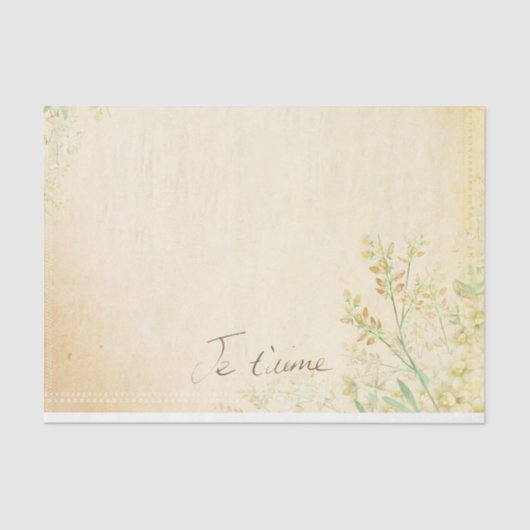 'Jet'aime' - Franse Vintage Victoriaans Bloemen Tissuepapier (Voorkant)