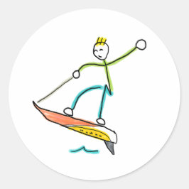 Jetboard Stickman Ronde Sticker