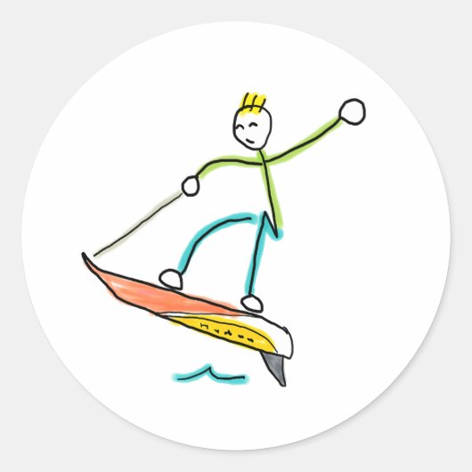 Jetboard Stickman Ronde Sticker (Voorkant)