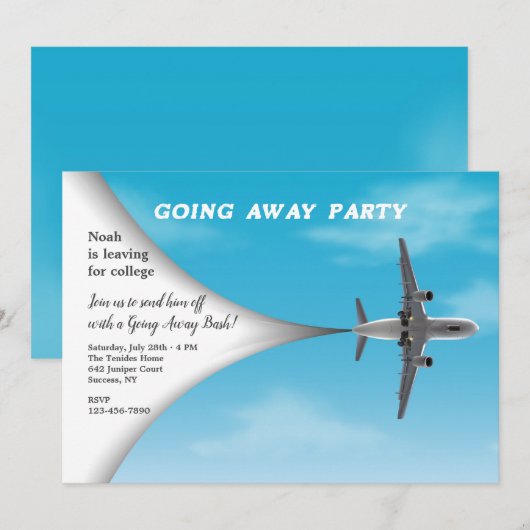 Jetliner die de uitnodiging van de Partij van de W (Voorkant / Achterkant)