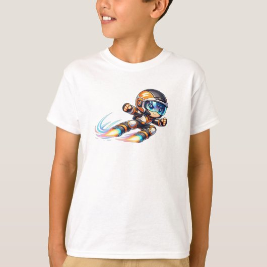 Jetpack Racer Cartoon – Cute Futuristic Sci-Fi T-shirt (Voorkant)