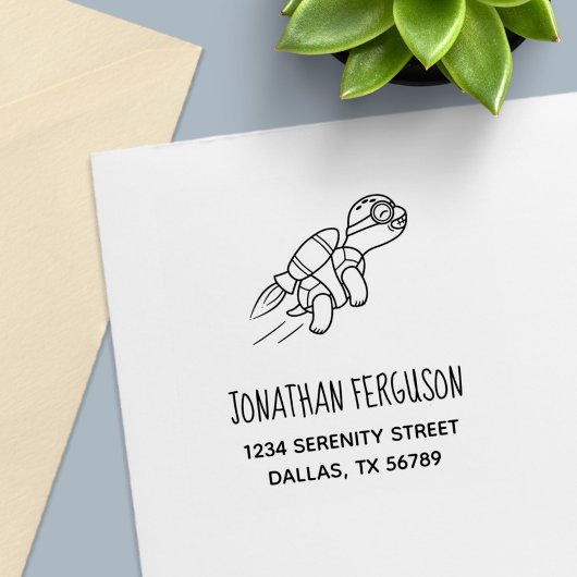 Jetpack Turtle Address Zelfinktende Stempel