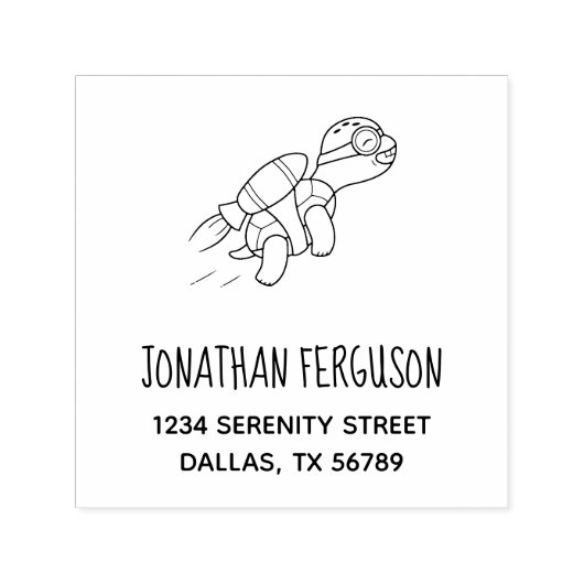 Jetpack Turtle Address Zelfinktende Stempel (Design)