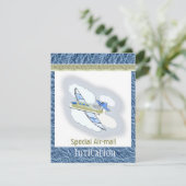 Jetplane Party Invitation Kaart (Staand voorkant)