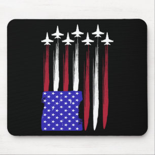 Jets 4th of July Patriottisch Rood Wit Blauw Vlag  Muismat