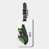 Jetski-cartoonillustratie Bagagelabel (Voorkant verticaal)