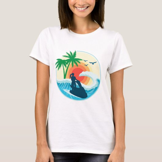 Jetski en golven t-shirt (Voorkant)