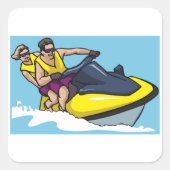 Jetski Fun Vierkante Sticker (Voorkant)