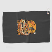 Jetski Halloween skelet heks pompoen ontwerp_1 Golfhanddoek (Horizontaal)