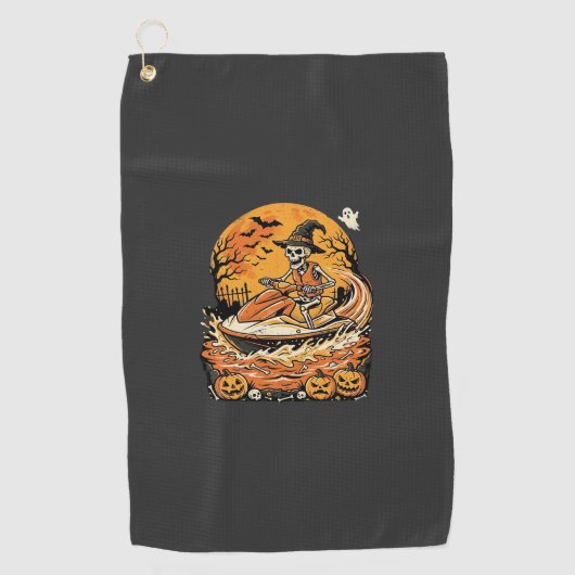 Jetski Halloween skelet heks pompoen ontwerp_1 Golfhanddoek (Voorkant)