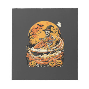 Jetski Halloween skelet heks pompoen ontwerp_1 Notitieblok
