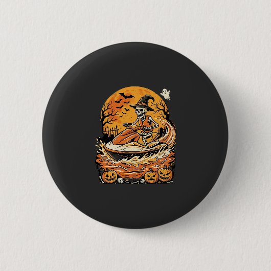 Jetski Halloween skelet heks pompoen ontwerp_1 Ronde Button 5,7 Cm (Voorkant)