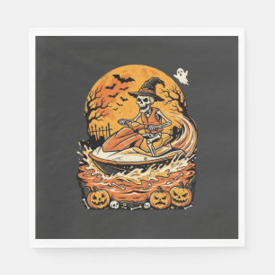 Jetski Halloween skelet heks pompoen ontwerp_1 Servet