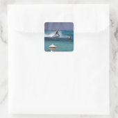 Jetski-paradijs Vierkante Sticker (Tas)