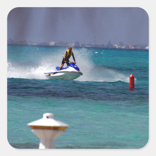 Jetski-paradijs Vierkante Sticker (Voorkant)