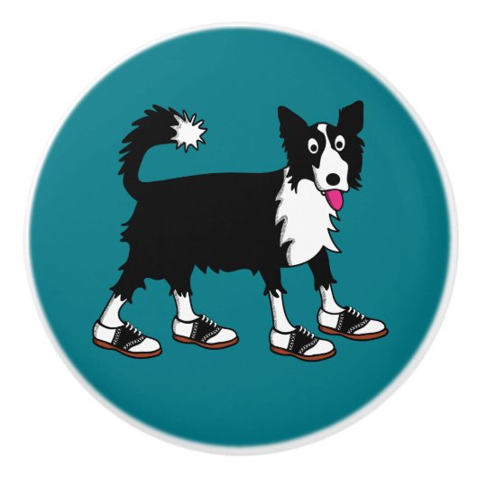 Jett the Border Collie Keramische Knop (Voorkant)