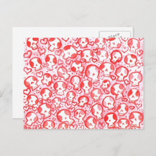 Jette Rockit! - Valentijn Hearts en SugarSkulls Feestdagenkaart (Voorkant / Achterkant)