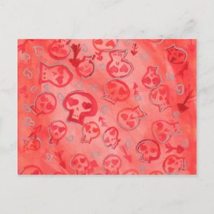 Jette Rockit! - Zilveren Harten & Roze SugarSkulls Briefkaart