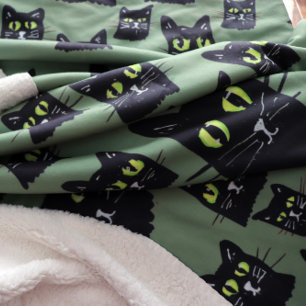 Jetty Jetterson Black Cat Eyes Halloween Herfst Sherpa Deken