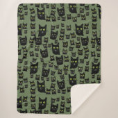 Jetty Jetterson Black Cat Eyes Halloween Herfst Sherpa Deken (Voorkant)