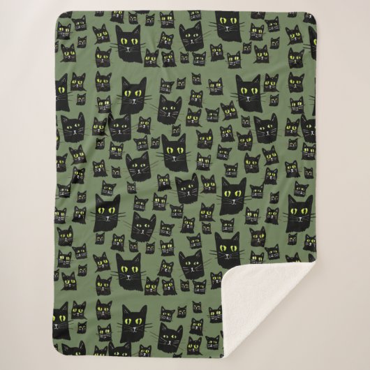 Jetty Jetterson Black Cat Eyes Halloween Herfst Sherpa Deken (Voorkant)