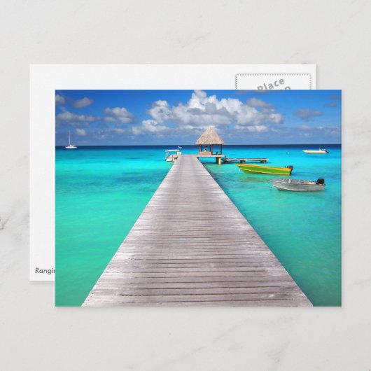 Jetty met boten in een tropische lagune briefkaart (Voorkant / Achterkant)