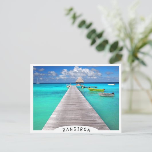 Jetty met boten in een tropische lagune briefkaart (Staand voorkant)