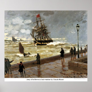 Jetty of le Havre in bad weather van Claude Monet Poster