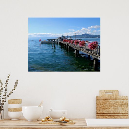 Jetty op het meer van Genève Poster (Keuken)