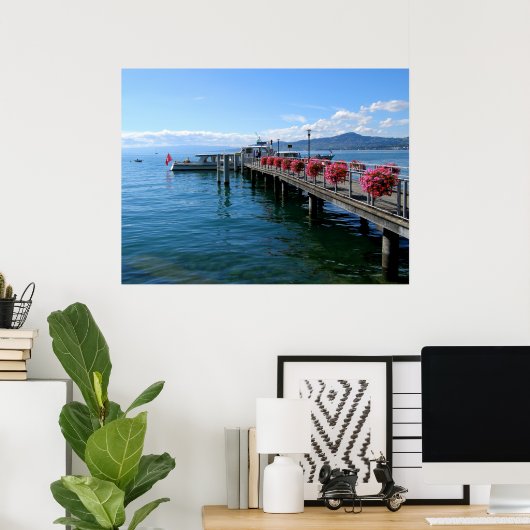 Jetty op het meer van Genève Poster (Thuiskantoor)