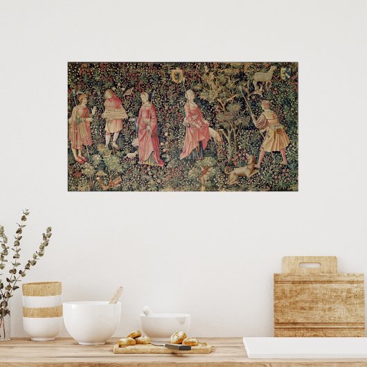 Jeu de Marelle et Cueillette de Fruits" Poster (Keuken)