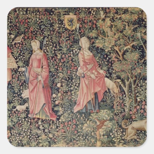 Jeu de Marelle et Cueillette de Fruits" Vierkante Sticker (Voorkant)