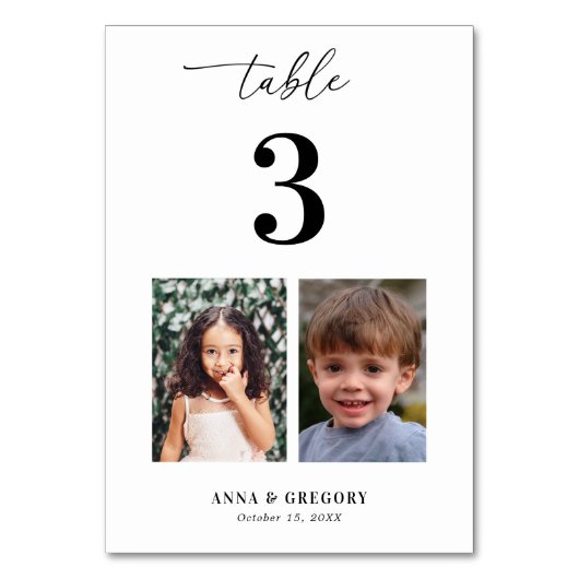 Jeugd Afbeeldingen Foto's Tabel Nummer 3 Bruiloft Kaart (Achterkant)