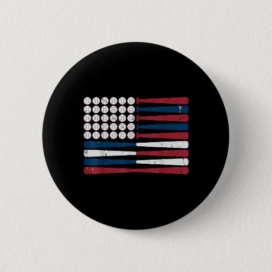 Jeugd Amerikaanse Vlag Honkbal Knuppel Patriottisc Ronde Button 5,7 Cm (Voorkant)